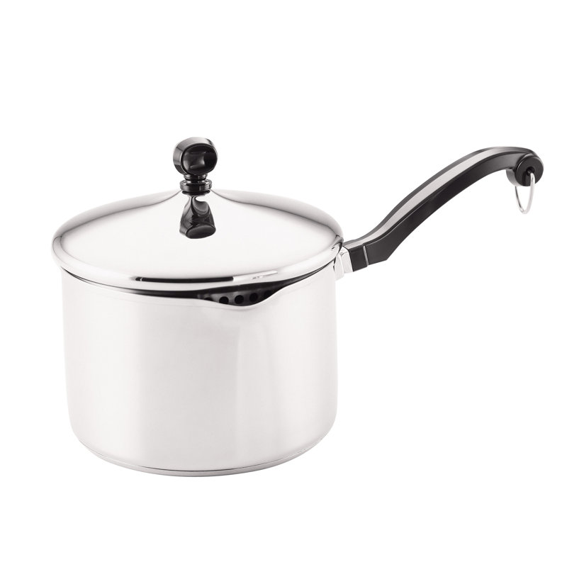 Farberware Classic Stainless Steel Straining Saucepan with Lid, 1-Quart, 3-qt.