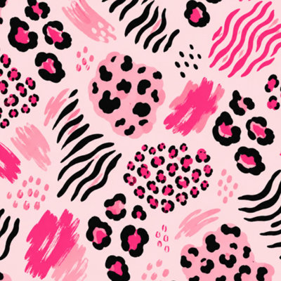 Peel and Stick Wallpaper Pink Cheetah Seamless Leopard Skin Animal Print Contact Paper Removable Self Adhesive Wall Mural Wall Decor for Bedroom Kitchen Cabinets 24in x 118in