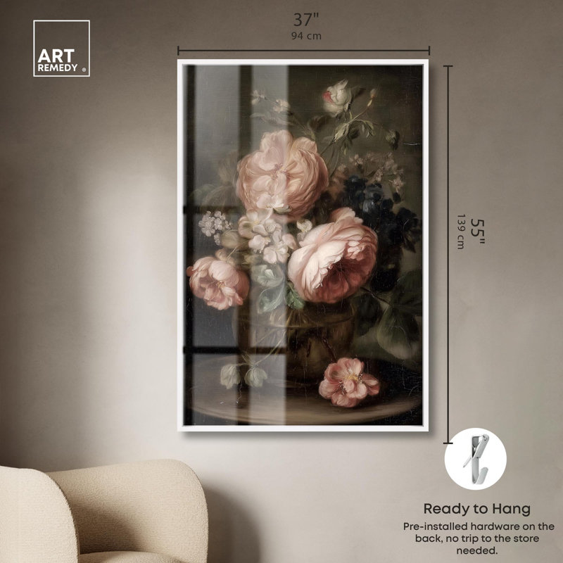 «Peony Rhapsody II Shadowbox Print» par Art Remedy, H 55 po x l 37 po, Blanc