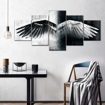 " Black And White Angel Wings " 5 - Pieces