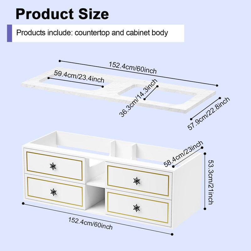 Adifaah 60'' W Double Vanity