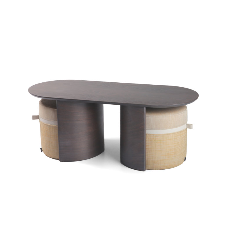 Kangaroo Solid Wood Coffee Table, Gray, Beige