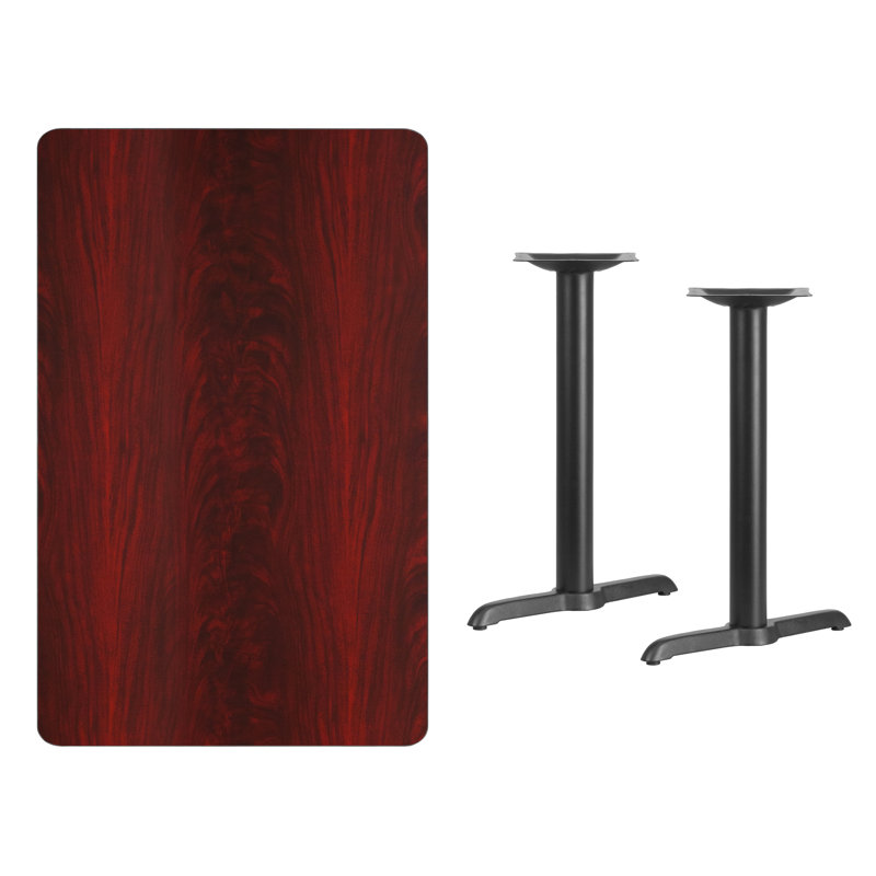 Plateau de table rectangulaire en stratifié de 30 po x 42 po avec base de hauteur de table de 5 po x 22 po Jarreth, Acajou