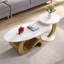 Table de salon 2 dorée - ronde, ovale et élégante pour une conception moderne, dorée