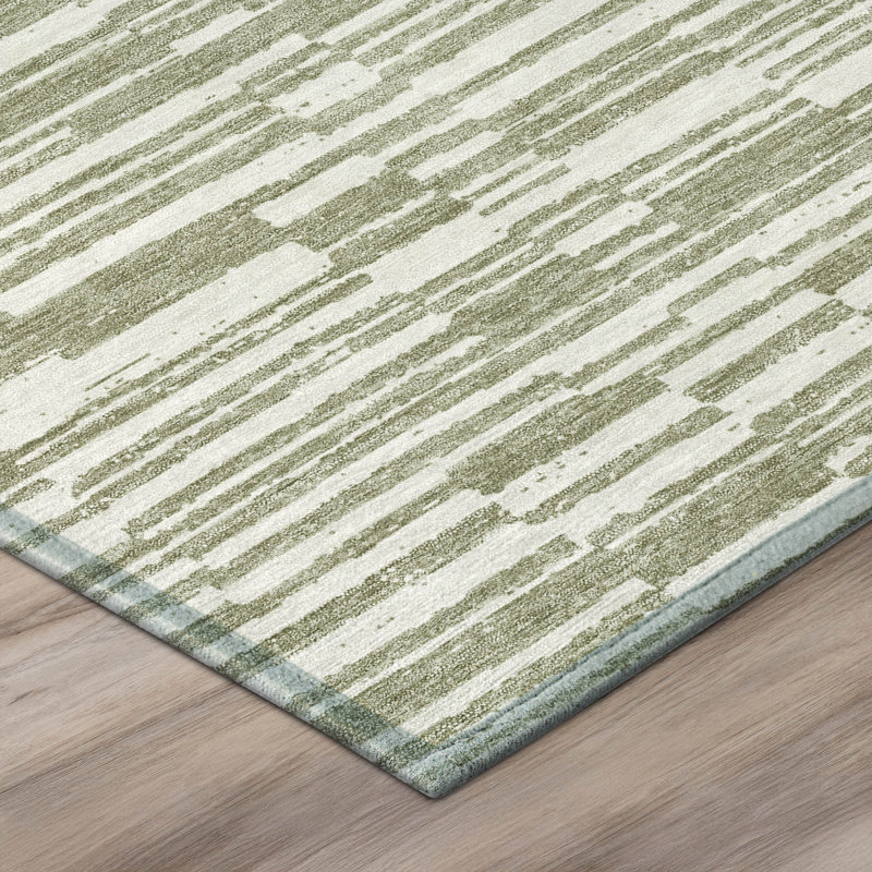 Machine Washable Indoor/Outdoor Chantille ACN2907 Striped Rug, 8' x 10', Sage