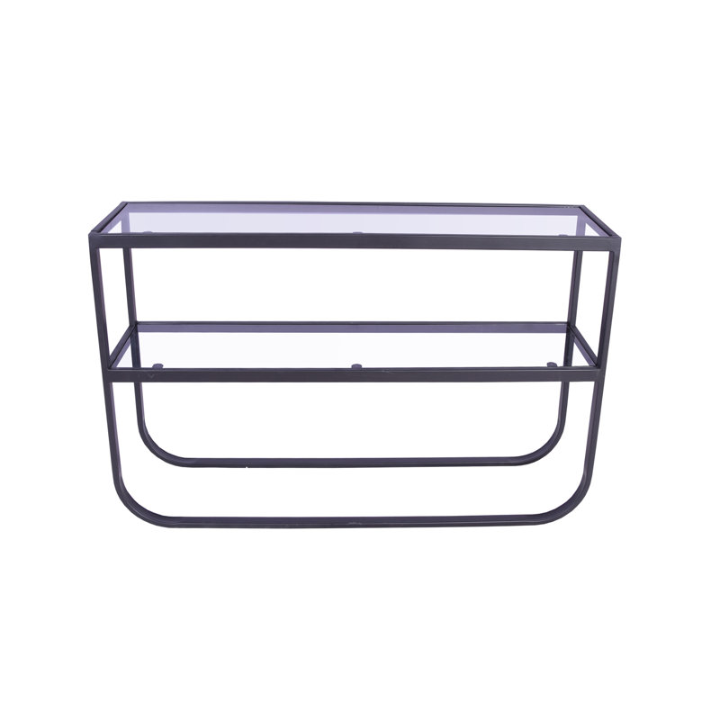 Votaw 110cm Glass Top Console Table, Black