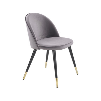 Fabric Upholstered Side Chair in Grey/ Black/Gold -  Everly Quinn, F0CF227852D84F3A989D21144B146570