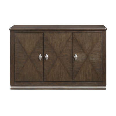 Meuble de salle à manger en bois moderne moderne à finition brune avec 3 armoires et tablette réglable