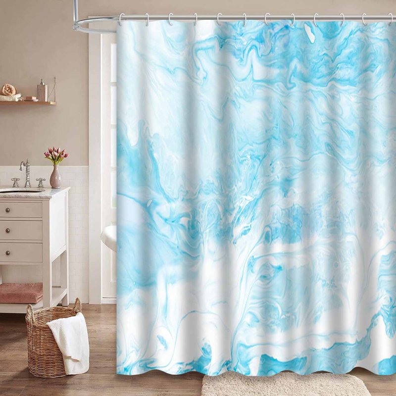 Rideau de douche en marbre avec 12 crochets, L 72 po x l 72 po