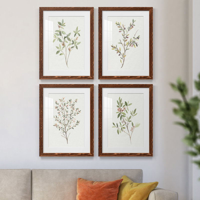 Simple Sprig I - ensemble de 4 reproductions de cadres photo, H 20 po x l 68 po x P 1,5 po, Érable