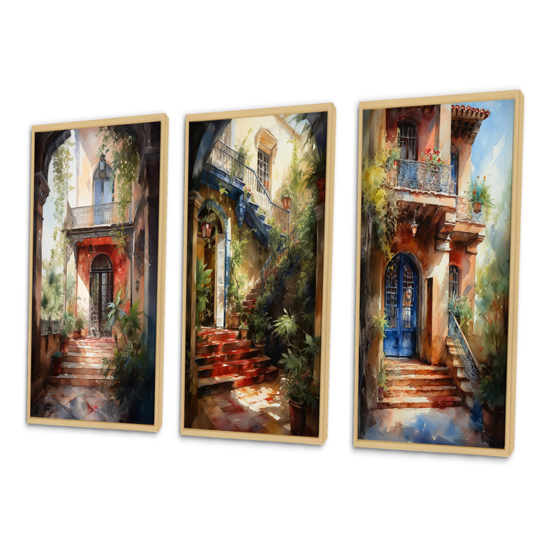 «Rustic Entrance To Country Cottage», 3 pièces, H 36 po x l 20 po, Cadre naturel flottant