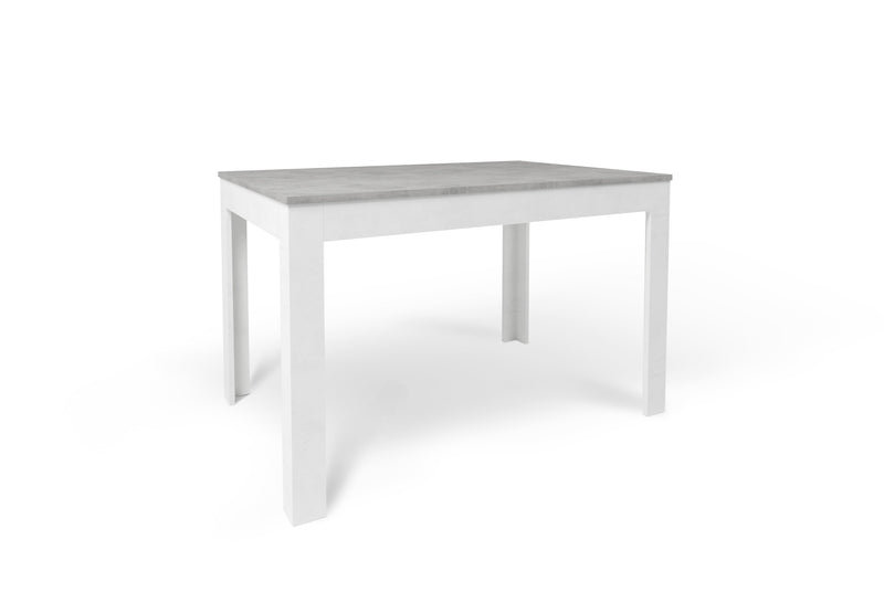 Bohlman Extendable Dining Table, Oxide White, Beton, 75cm H x 80cm L x 120cm W