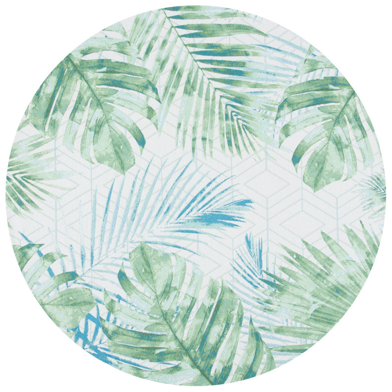 Isolda 500 Performance Geometric Indoor/Outdoor Area Rug, Round 5'3"
