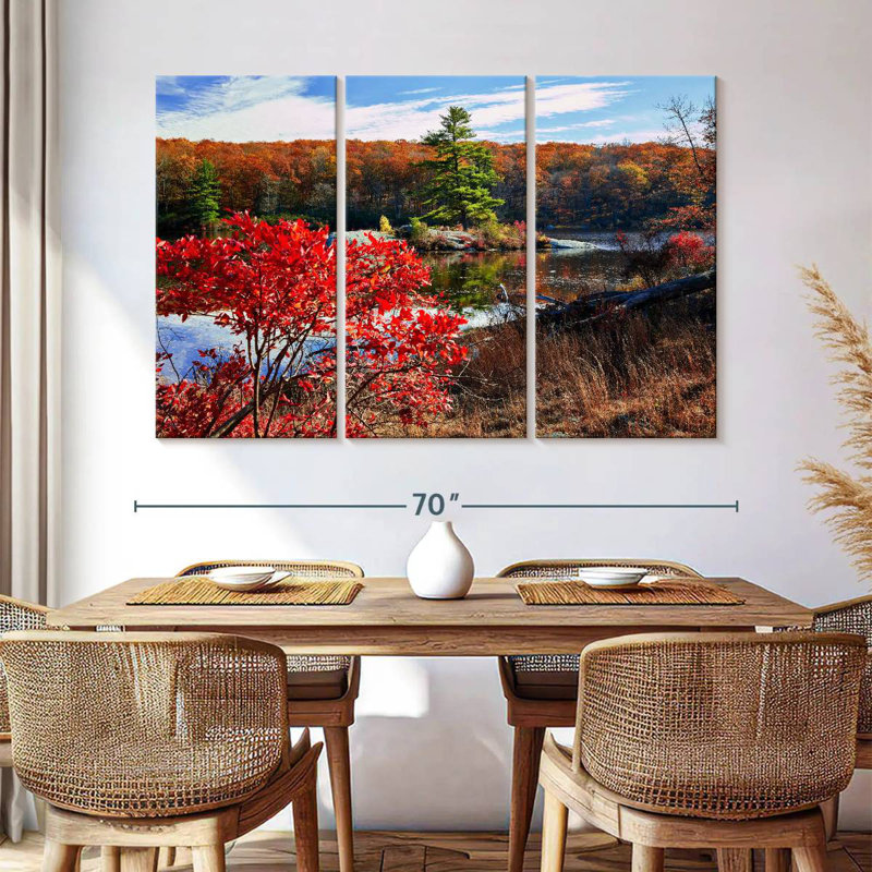 Alvord Little Island Surrounded With Fall Colors, 42" H x 65" W