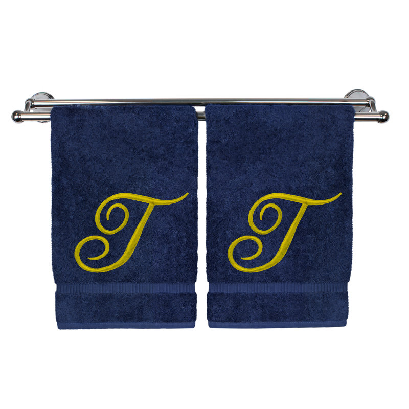 Super Plush Hand Towel, Navy/Gold, T
