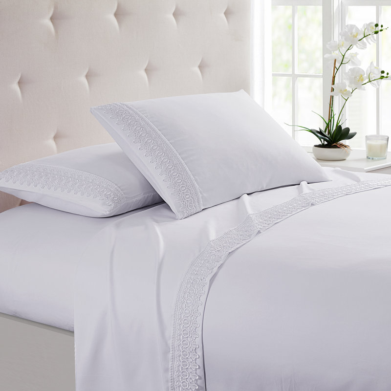 Ensemble de draps en microfibre de qualité supérieure, Ensemble de draps pour lit simple avec un drap-hou, Blanc