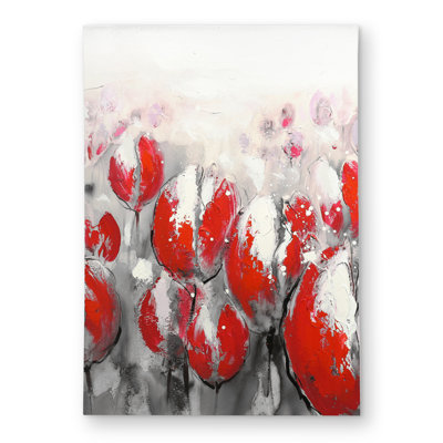 Abstract Red Tulips - Contemporary Outdoor Area Rug for Home Decor