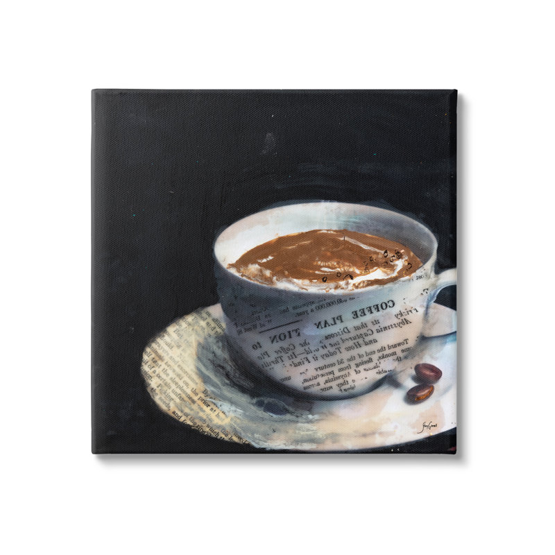 «Coffee Cup Morning Beverage Layered Journal Collage» par Stacy Gresell - impression sur toile tendue