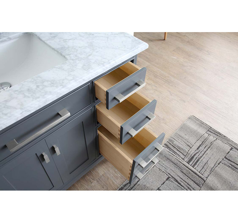 Herrell 42'' Single Bathroom Vanity with Carrara Marble Top, Maple Grey