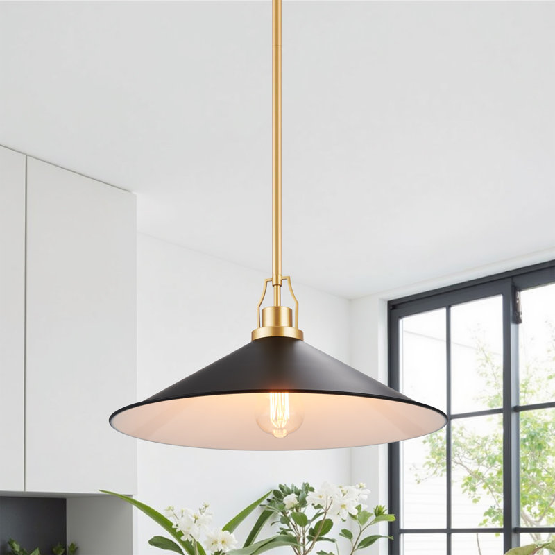 17'' 1-light Gold Pendant Light with Metal Shade