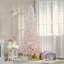 Sapin de Noël artificiel de 6 pi avec lumières réalistes et base en acier, rose et blanc-1492583615