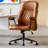 Mid-Century Modern Office Chair, Diamond Pattern Faux Leather Upholstered Swivel Desk Chair with Adjustable Height, Ergonomic Computer Chair-667273264