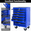 Coffre à outils roulant en métal avec 7 tiroirs, armoire à outils 20 po avec glissières à roulement à billes, coffre à outils en acier