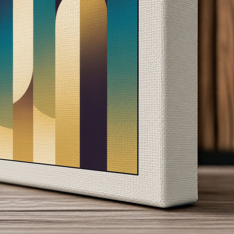 Geometric Waves Art Deco - Wrapped Canvas, 36x24 - 91.4 x 61.0 cm, Cream Border