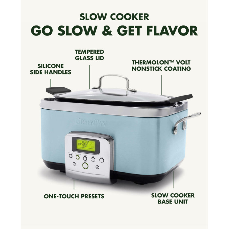 GreenPan Elite Ceramic Nonstick 6-Quart Slow Cooker, Blue Haze