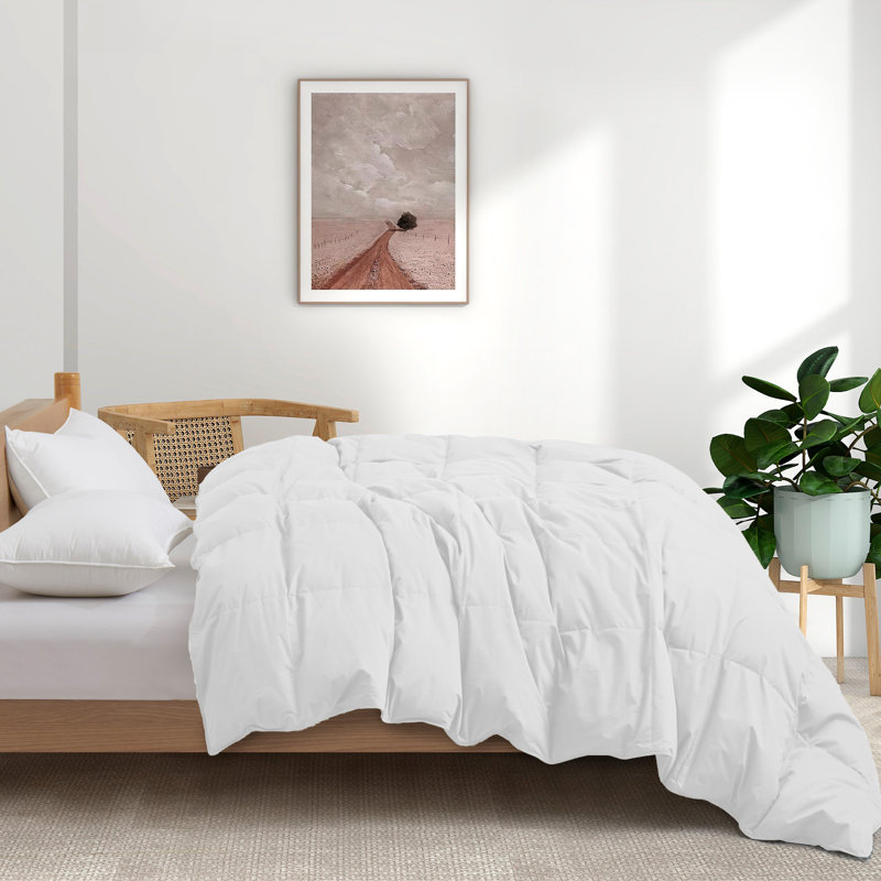 Puredown Selected All Season Organic Cotton Down Feather Fiber Comforter, Gray, California King Comforter