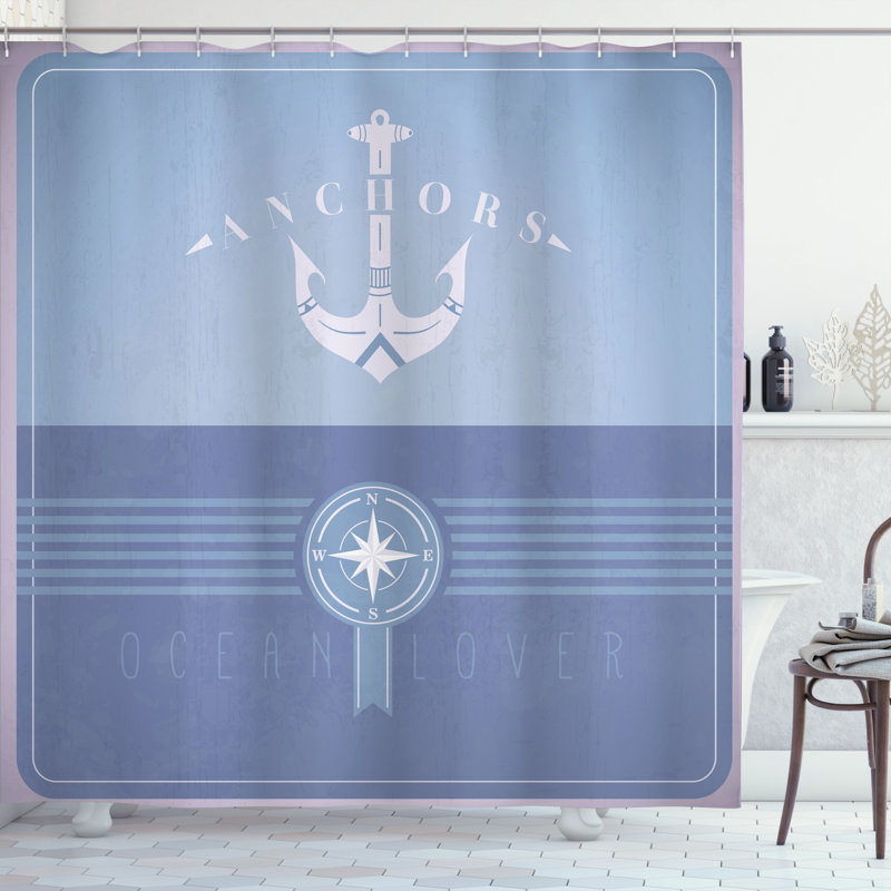Shower Curtain with Hooks Included, 70" H x 69" W, Slate Blue