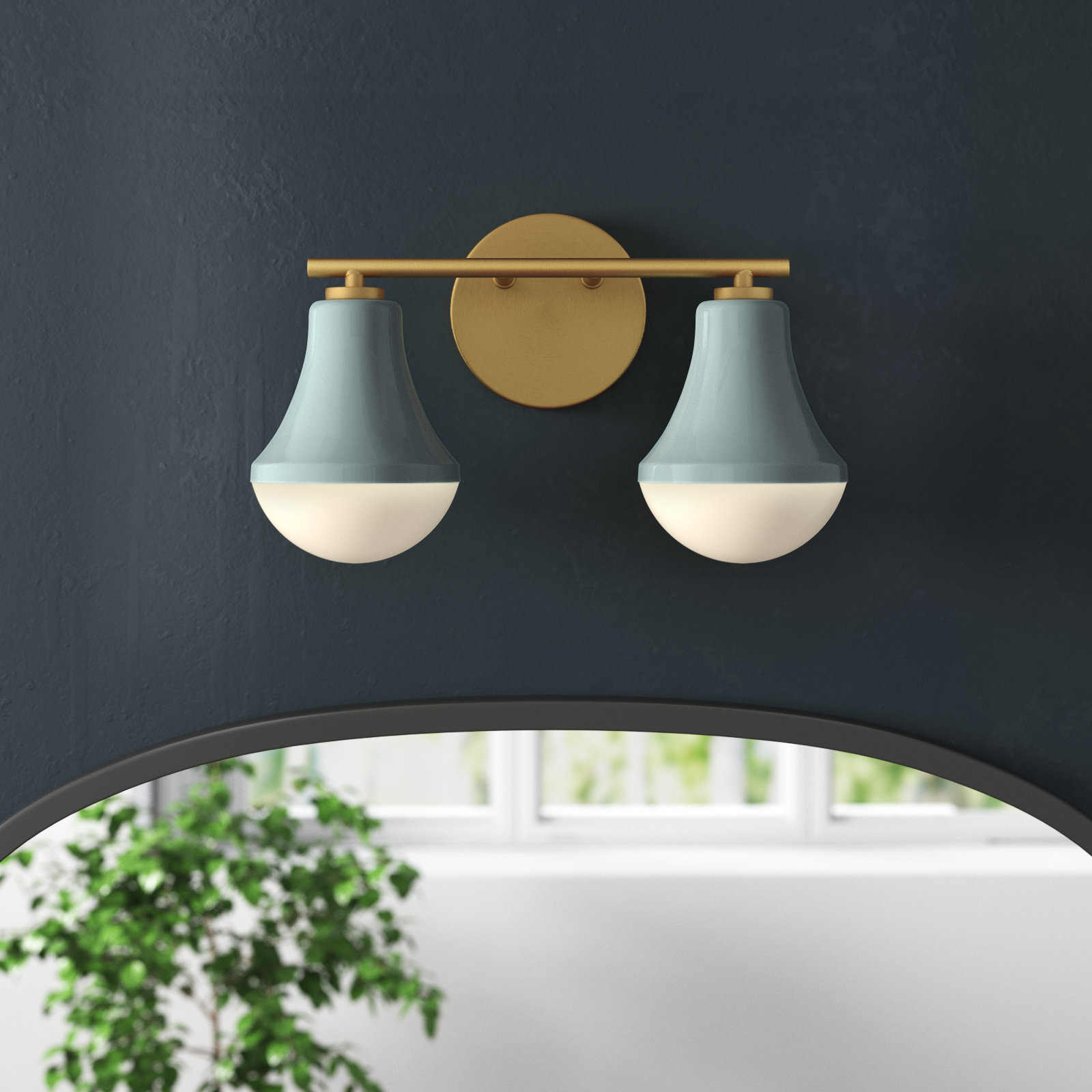 Capulet 2 Light Frosted Dimmable Vanity Light, Seafoam