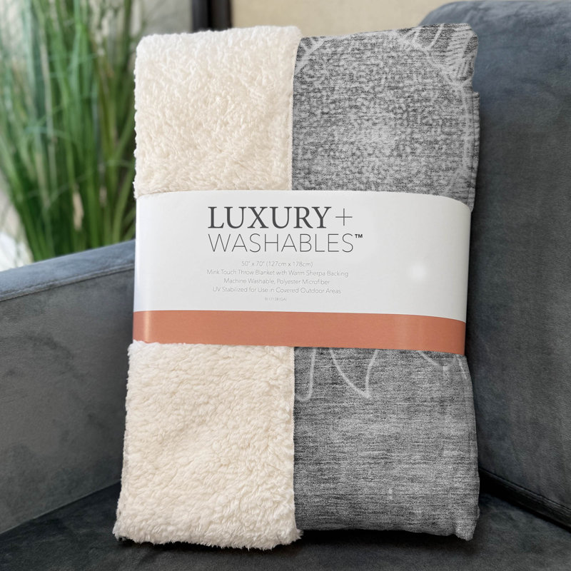 Jeté floral Sherpa ASB700 Addison, Motif floraux gris