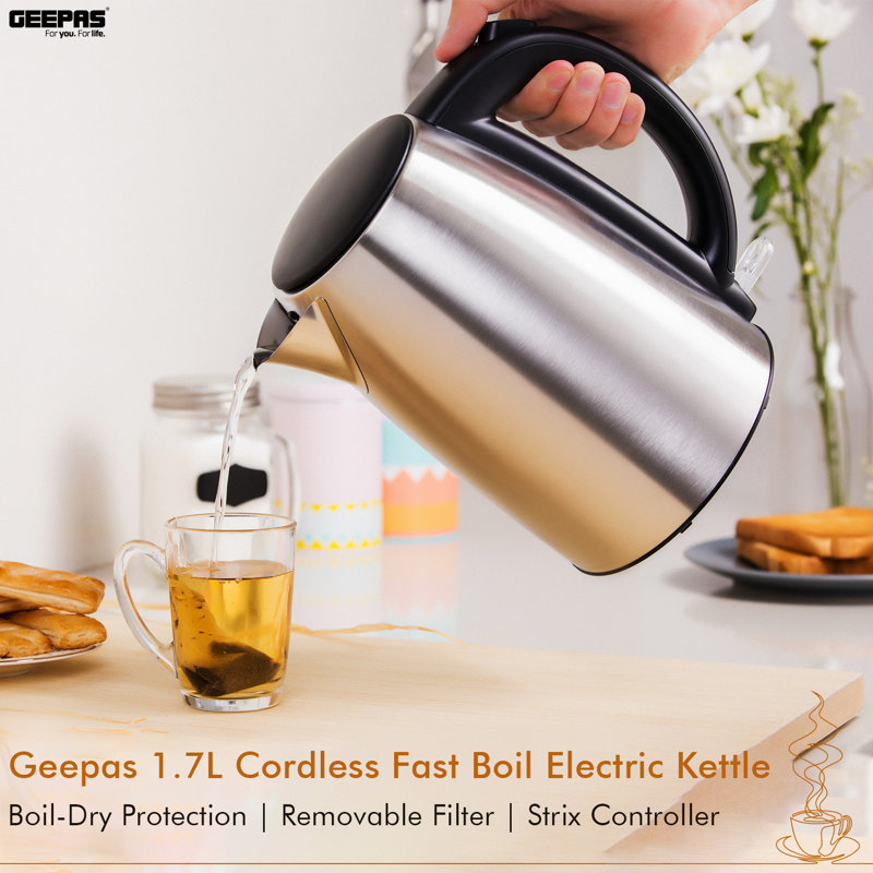 Geepas 1.7L Stainless Steel Electric Tea Kettle
