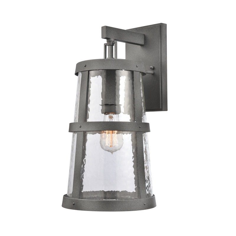 Applique murale d'extérieur 1 lumière de 18 po de hauteur Dakota - Zinc vieilli, H 18 po x l 9 po x P 11,25 po