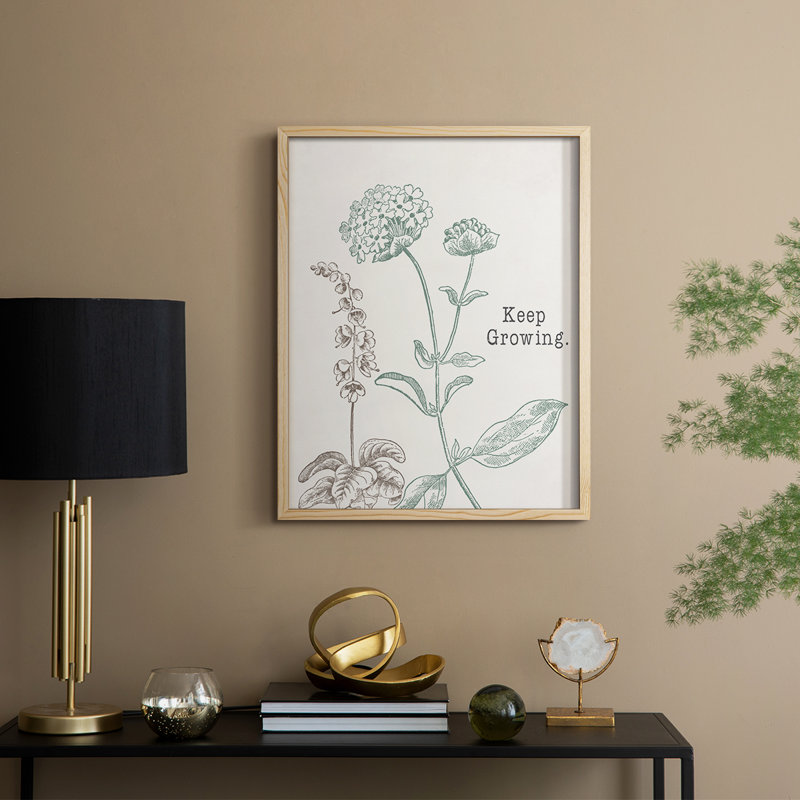 Keep Growing Framed Print - Solid Wood, Natural, 21" H x 17" W