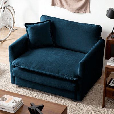 Canapé profond rembourré en chenille avec coussin décoratif, cadre en bois massif et options de combinaison flexibles pour le salon, la chambre à coucher ou le bureau