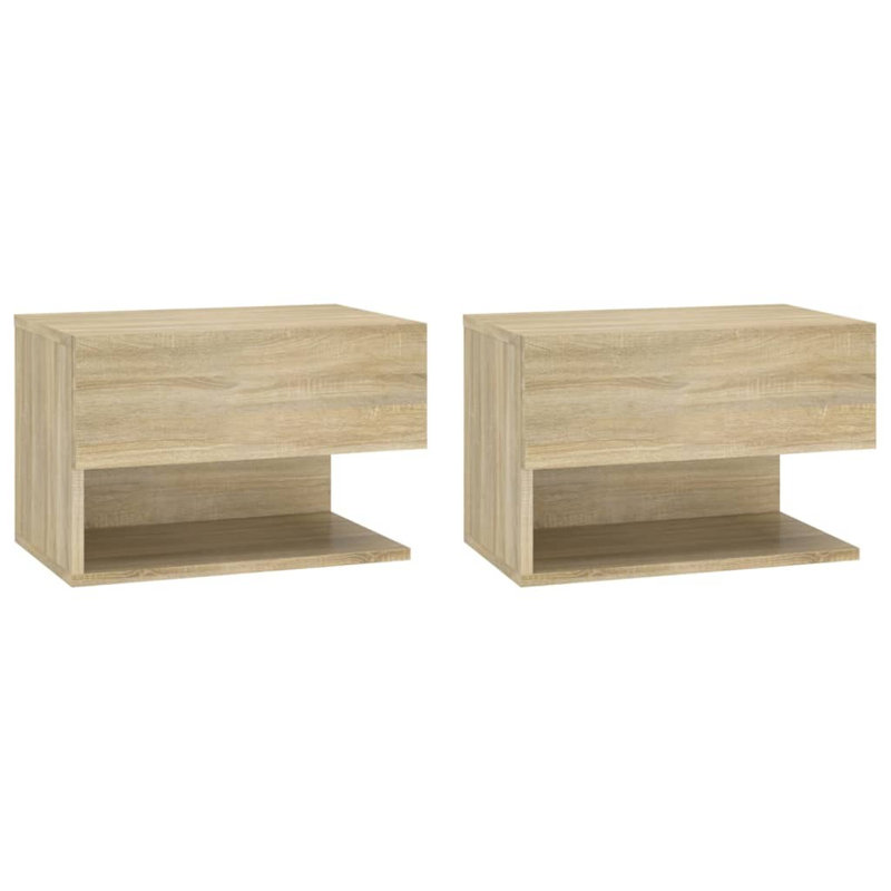 Armoire de chevet flottante vidaXL, Chêne Sonoma, Ensemble de 2