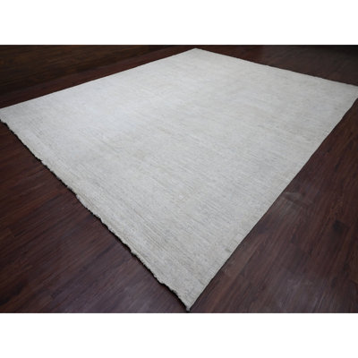 Tapis oriental surdimensionné blanc en laine noué à la main 12 pi x 14 pi 8 po 12 pi x 14 pi 8 po avec motif d'allonges Angora