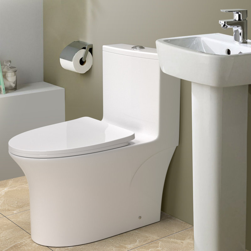 Toilette une pièce allongée au sol à hauteur de confort 1,6 GPF Givingtree (siège inclus)