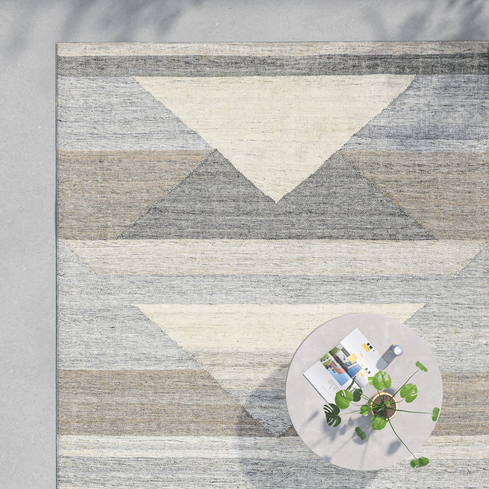 Rainn Gray Hand-Woven Outdoor Rug, Rectangle 9' x 12'