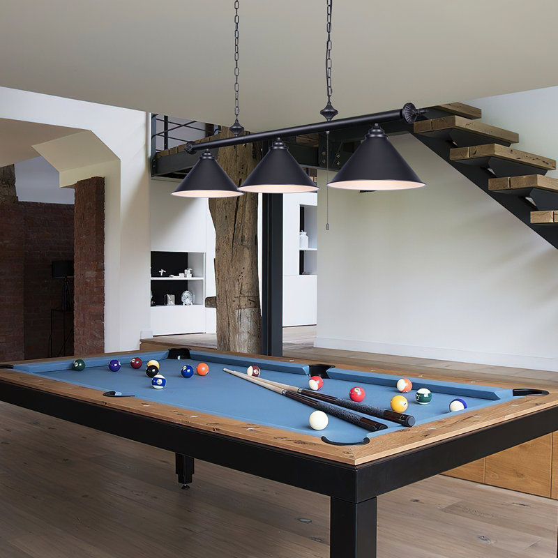 Ceti - Light Matte Black Pool Table Lights Pendant, 3, 53.35" H x 59.06" W x 13.78" D