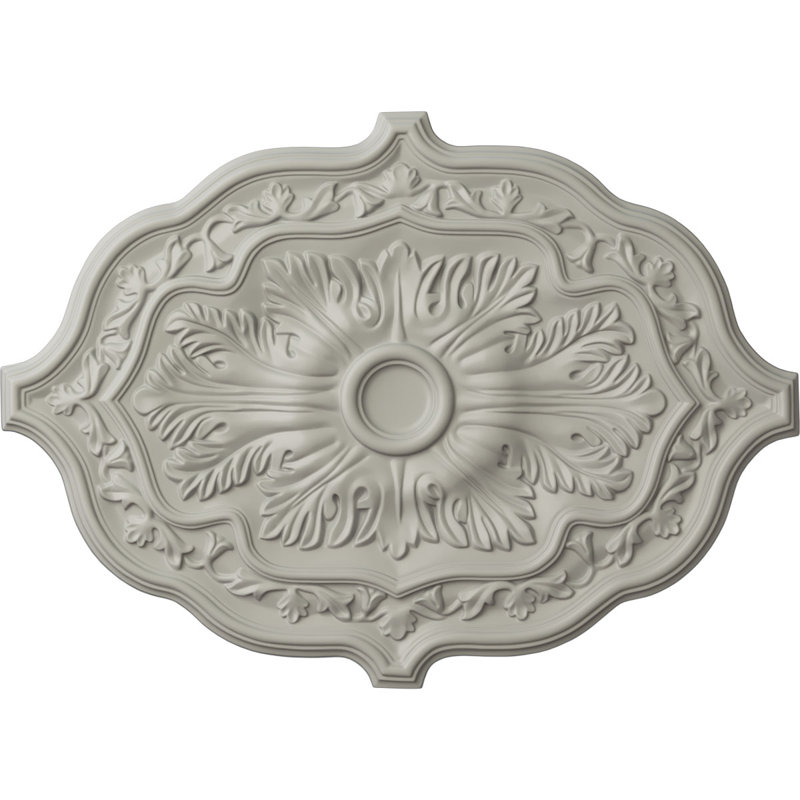 Médaillon de plafond Endurathane Pesaro, l 36 po x H 26 po x P 1 1/2 po, pot peint à la main peint à la main, Pot de crème