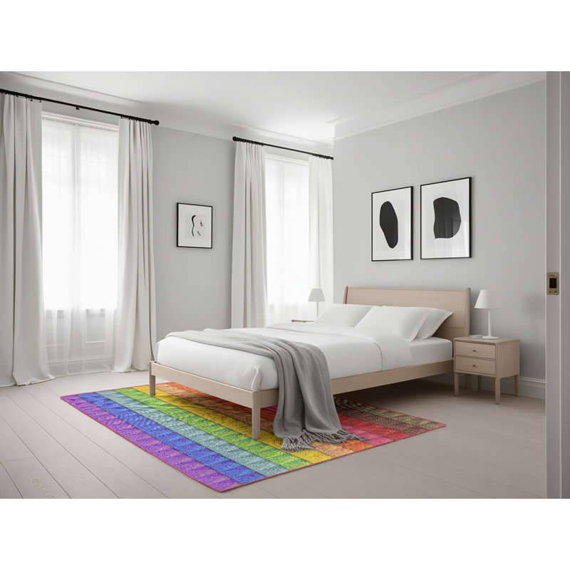 Tapis abstrait rose / rouge / brun, Rectangle 5 pi x 7 pi