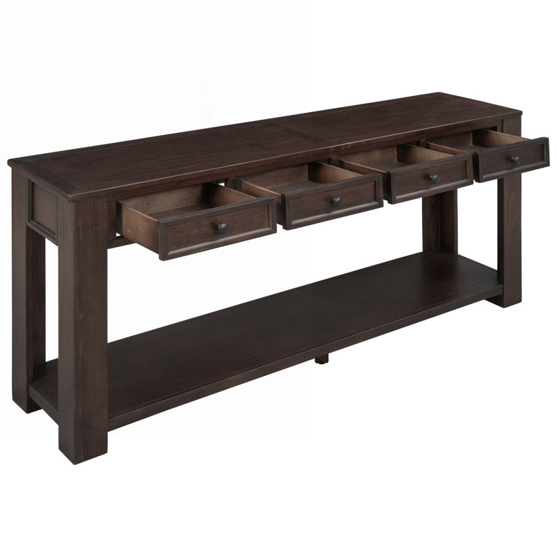 Console en bois avec tiroirs, tablette inférieure, Espresso