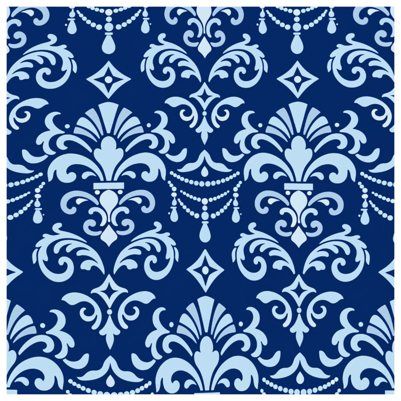 Housses de couette à motif damassé bleu, King