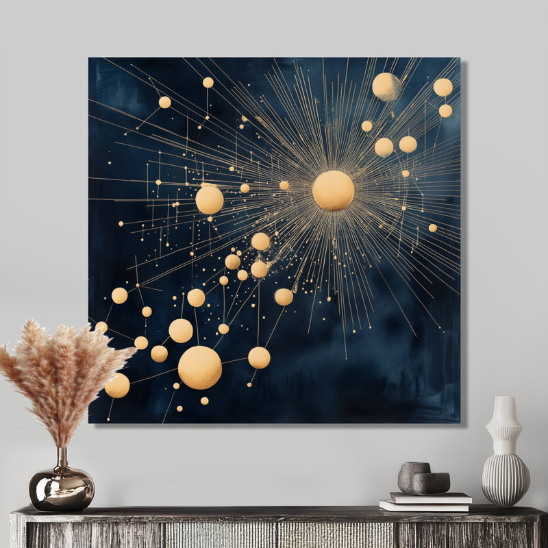 Constellation Wall Art, Mod Constellation Burst, Abstract Starburst Canvas, H 24 po x l 24 po, Toile tendue