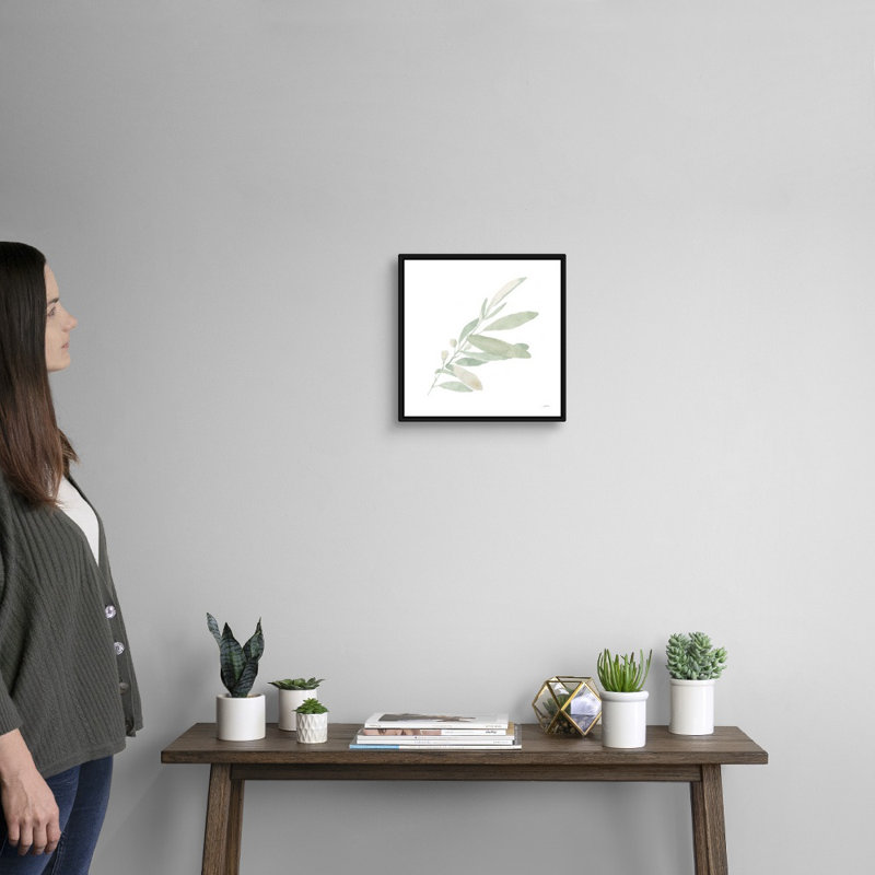 Art mural sur toile Sage I, Toile avec cadre noir, H 14 po x l 14 po