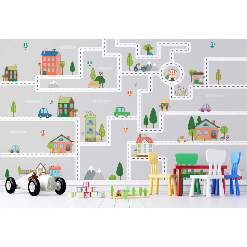 Papier peint amovible maisons maisons, L 105,96 po x L 187 po