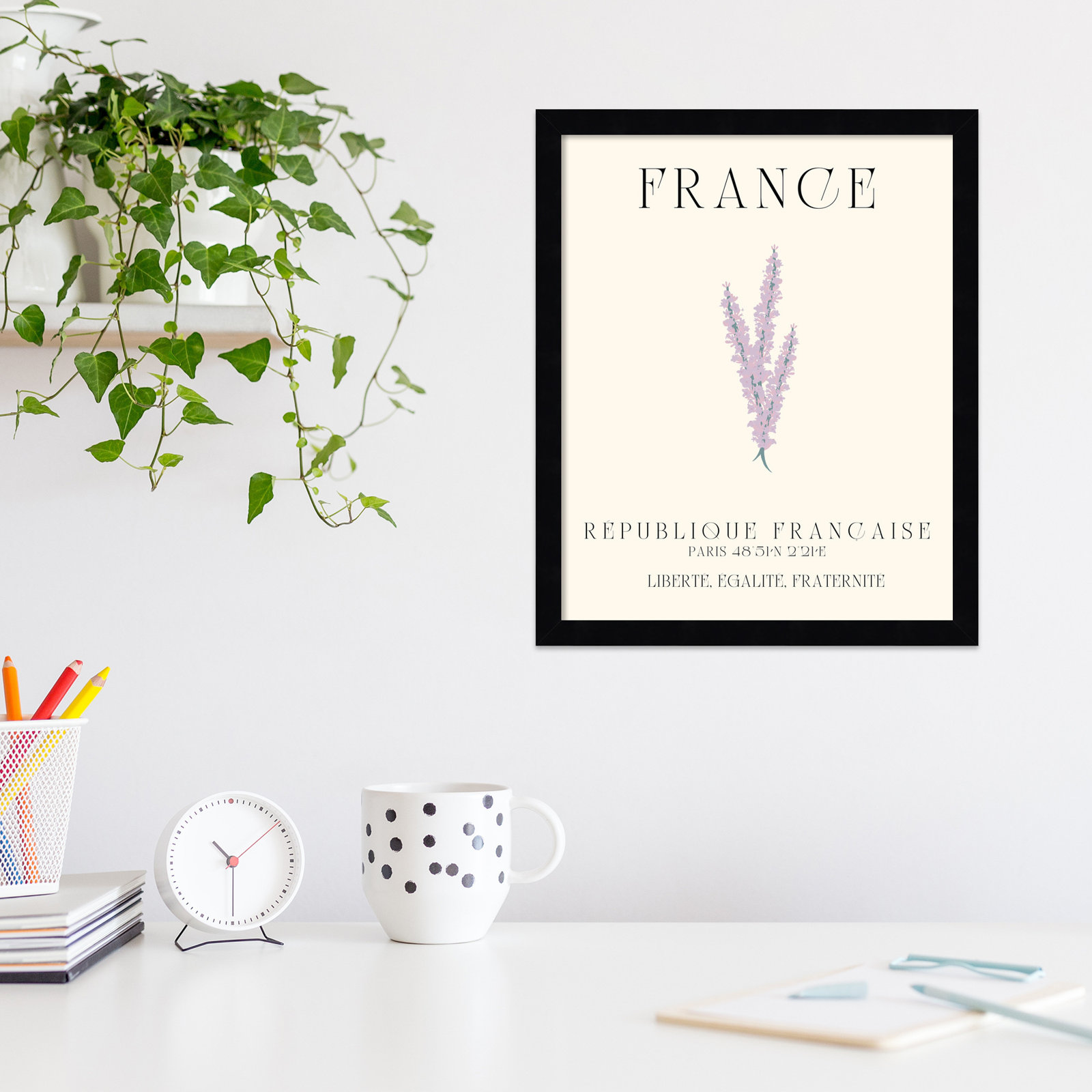 Mirando "France Travel Poster" Print, 14" W x 17" H x 1" D, Black Framed